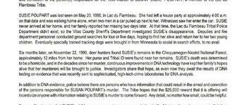 Reward Money for Murdered Woman Susan Poupart